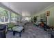 Spacious screened porch with comfortable seating and stone flooring, perfect for outdoor relaxation at 2204 Kumquat Dr, Edgewater, FL 32141