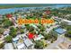 Aerial shot emphasizing location near Riverside Drive with views of the waterway at 913 Palmetto St, New Smyrna Beach, FL 32168