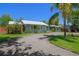 Beautiful home with a well-manicured lawn, metal roof, and mature trees creating a tropical oasis at 913 Palmetto St, New Smyrna Beach, FL 32168