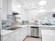 Modern kitchen with new stainless steel appliances, white cabinetry, and a sleek modern design at 1601 S Riverside Dr, Edgewater, FL 32132