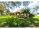 A well-maintained single-story brick home featuring lush landscaping and a green lawn at 1688 Town Park Dr, Port Orange, FL 32129