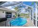 Sparkling pool with waterfall feature and screened enclosure at 1688 Town Park Dr, Port Orange, FL 32129
