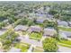Aerial view of a neighborhood featuring the property, highlighting its lush backyard, private pool, and landscaping at 2548 E Compton St, Orlando, FL 32806
