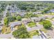 Aerial view of a neighborhood showcasing the property with a beautifully landscaped backyard and private pool at 2548 E Compton St, Orlando, FL 32806
