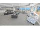 Comfortable lounge area with sofas and chairs offers ocean views through large windows at 3311 S Atlantic Ave # 801, Daytona Beach, FL 32118