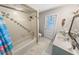 Bathroom showcasing shower-tub, vanity, and toilet at 4350 Candlewood Ln, Ponce Inlet, FL 32127