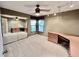 This office boasts abundant space and natural light with multiple desks and mirrors at 439 Bouchelle Dr # 202, New Smyrna Beach, FL 32169