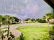 Palm trees, a grassy lawn, and sidewalks can be seen from the property window at 439 Bouchelle Dr # 202, New Smyrna Beach, FL 32169