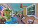 Inviting front porch with comfortable seating, plants, and an American flag at 508 Faulkner St, New Smyrna Beach, FL 32168