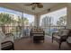 The cozy outdoor living space has comfortable seating and views of the surrounding area at 5300 S Atlantic Ave # 17-207, New Smyrna Beach, FL 32169