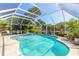 Sparkling screened-in pool and hot tub with lush landscaping create a private backyard oasis at 5430 Dubois Ave, Port Orange, FL 32127