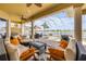 Inviting screened-in patio with comfortable seating, a pool view, and outdoor kitchen at 610 Mura Ct, New Smyrna Beach, FL 32168