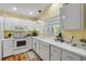 Well-lit kitchen with modern appliances, ample counter space, white cabinets, and view of backyard from window above sink at 6361 Turtlemound Rd, New Smyrna Beach, FL 32169