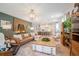 Bright living room featuring a comfortable leather sofa, stylish rug, decorative accents, and an open layout at 6542 Rover Way, St Cloud, FL 34771