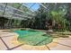 Beautiful swimming pool with spa and waterfall features, enclosed by a screen at 682 Ferncliff Dr, Port Orange, FL 32127