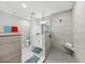 Modern bathroom features a glass-enclosed shower with built-in bench at 7 Riverwalk Dr # 205, New Smyrna Beach, FL 32169