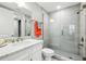 Stylish bathroom showcases a glass-enclosed shower and modern vanity at 7 Riverwalk Dr # 205, New Smyrna Beach, FL 32169