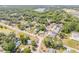 A serene aerial scene presents houses nestled among lush trees and a nearby lake at 995 16Th St, Edgewater, FL 32132