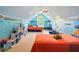 A themed bedroom with an ocean mural, twin beds, and a bright, playful atmosphere at 128 Godfrey Rd, Edgewater, FL 32141