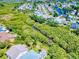 An aerial perspective of homes bordering a natural waterway, offering privacy and scenic beauty at 1307 Wayne Ave, New Smyrna Beach, FL 32168
