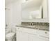 Clean bathroom with granite countertops, single vanity and shower/tub combo at 1674 Coulter Ln, Port Orange, FL 32129