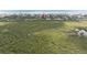 This aerial view shows property in relation to the marshy wilderness area at 2107 Saxon Dr, New Smyrna Beach, FL 32169