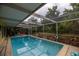 Inviting screened pool, enveloped by beautiful landscaping and mature trees, creates a private retreat at 2107 Saxon Dr, New Smyrna Beach, FL 32169