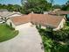 Aerial view of a single-story home showcasing its spacious lawn, complemented by mature trees at 257 Sweet Bay Dr, New Smyrna Beach, FL 32168