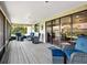 Spacious screened porch with comfortable seating and view of the lush backyard at 257 Sweet Bay Dr, New Smyrna Beach, FL 32168