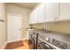 Functional laundry room with a modern washer and dryer, ample storage, and a sink at 260 Portofino Blvd, New Smyrna Beach, FL 32168