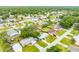 Panoramic aerial shot of a neighborhood, with lush green trees and mature landscaping at 2726 Victory Palm Dr, Edgewater, FL 32141