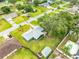 Aerial view of a home surrounded by mature trees, showing the layout of the property and nearby houses at 2726 Victory Palm Dr, Edgewater, FL 32141