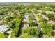 An aerial view showcases a home nestled among lush greenery in a serene neighborhood at 315 Sweet Bay Ave, New Smyrna Beach, FL 32168