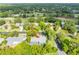 Aerial view highlighting the property's placement on a tree-lined street, close to a golf course at 315 Sweet Bay Ave, New Smyrna Beach, FL 32168