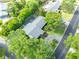 An aerial view of the home highlighting its well-maintained landscaping, circular driveway, and the roof at 315 Sweet Bay Ave, New Smyrna Beach, FL 32168