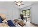 Bedroom features plenty of storage and easy access to the outdoors at 3808 Saxon Dr, New Smyrna Beach, FL 32169