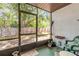Enclosed patio area with green flooring and view of the fenced backyard at 412 Banana Cay Dr # A, South Daytona, FL 32119