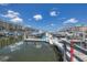View of the water and docks with many boats on a sunny day at 4670 Links Village Dr # D206, Ponce Inlet, FL 32127