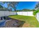 Well-maintained backyard features a green lawn, complemented by a white fence ensuring privacy at 6088 Sabal Hammock Cir, Port Orange, FL 32128