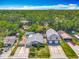 Wide aerial view of home showcasing proximity to a screened pool, neighborhood and mature trees at 830 Christy Dr, Port Orange, FL 32129