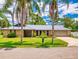 Shot of home showcasing the landscaping, the metal roof, and palm trees in the front yard at 108 Dee St, New Smyrna Beach, FL 32168