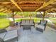 Cozy covered patio with comfortable seating, perfect for enjoying outdoor moments in style at 108 Dee St, New Smyrna Beach, FL 32168