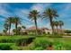 Inviting entrance to the club with swaying palm trees and beautifully manicured landscaping at 113 Pitching Wedge Dr, Daytona Beach, FL 32124