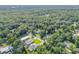 Aerial neighborhood view with mature trees, well-kept lawns, and visible swimming pools at 1144 Corbin Park Rd, New Smyrna Beach, FL 32168