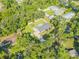 Aerial view of the home, lush landscaping, and fully fenced backyard at 1144 Corbin Park Rd, New Smyrna Beach, FL 32168