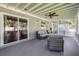 Relaxing screened porch with comfortable seating and view of the landscaped backyard at 1144 Corbin Park Rd, New Smyrna Beach, FL 32168