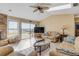 Comfortable living room with waterfront views through sliding glass doors at 1905 S Riverside Dr, Edgewater, FL 32141