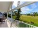 Enjoy golf course views from the covered balcony, with seating overlooking the lush green fairway at 2005 Country Club Dr, Port Orange, FL 32128