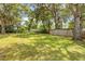 Large backyard with lush green lawn and mature shade trees, with a picnic table at 2917 Crockett Pt, Sanford, FL 32773