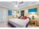Bright bedroom with a ceiling fan, stylish bedside lamps, and plenty of natural light from the windows at 3048 Mango Tree Dr, Edgewater, FL 32141